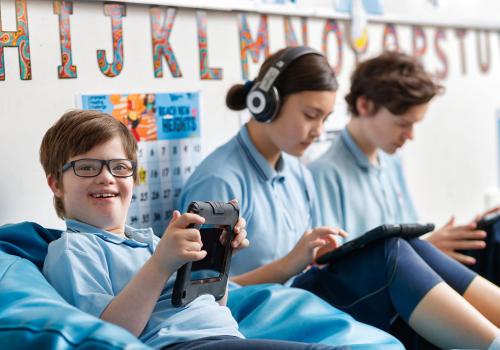 Students using ipad devices