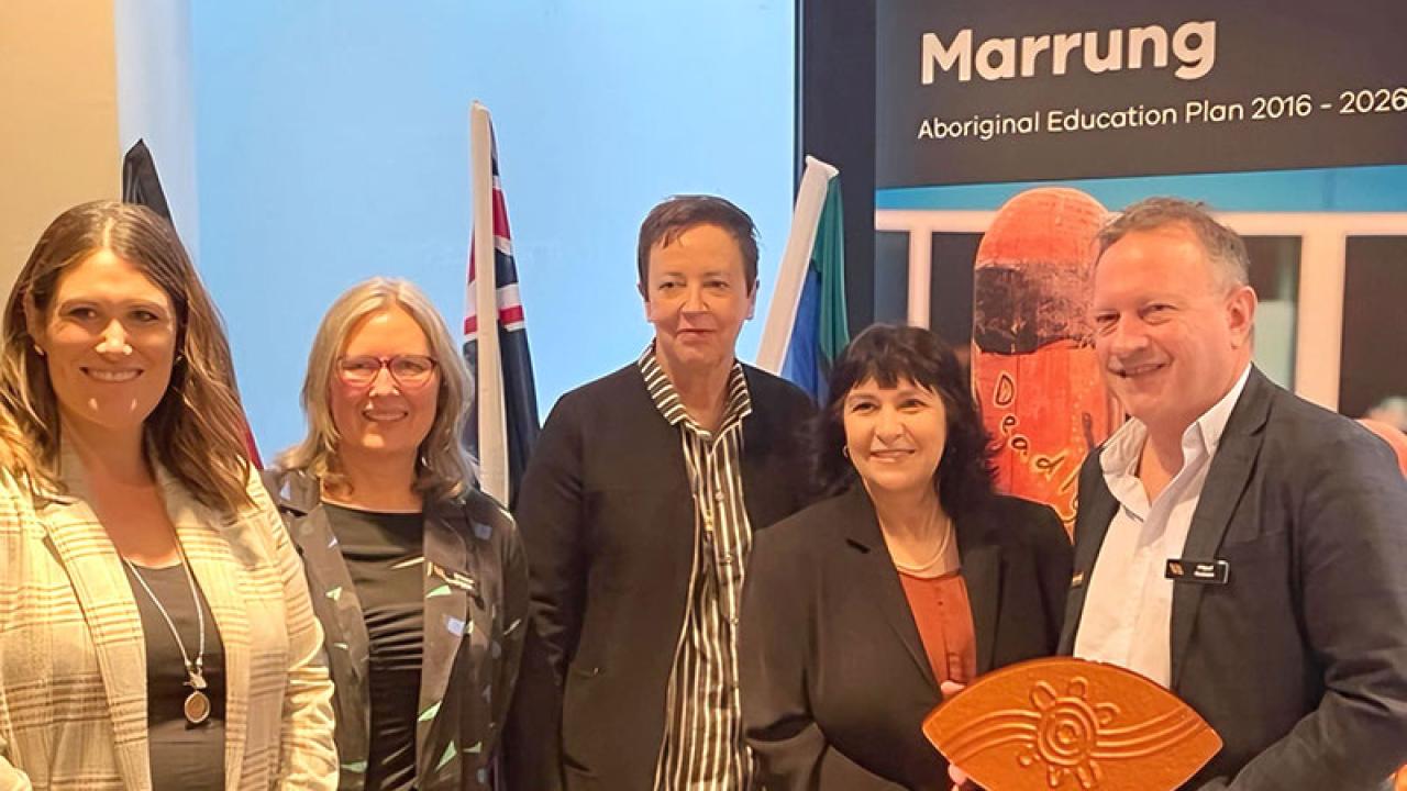 Paul Nolan and the Ballarat regional centre team with Secretary Jenny Atta