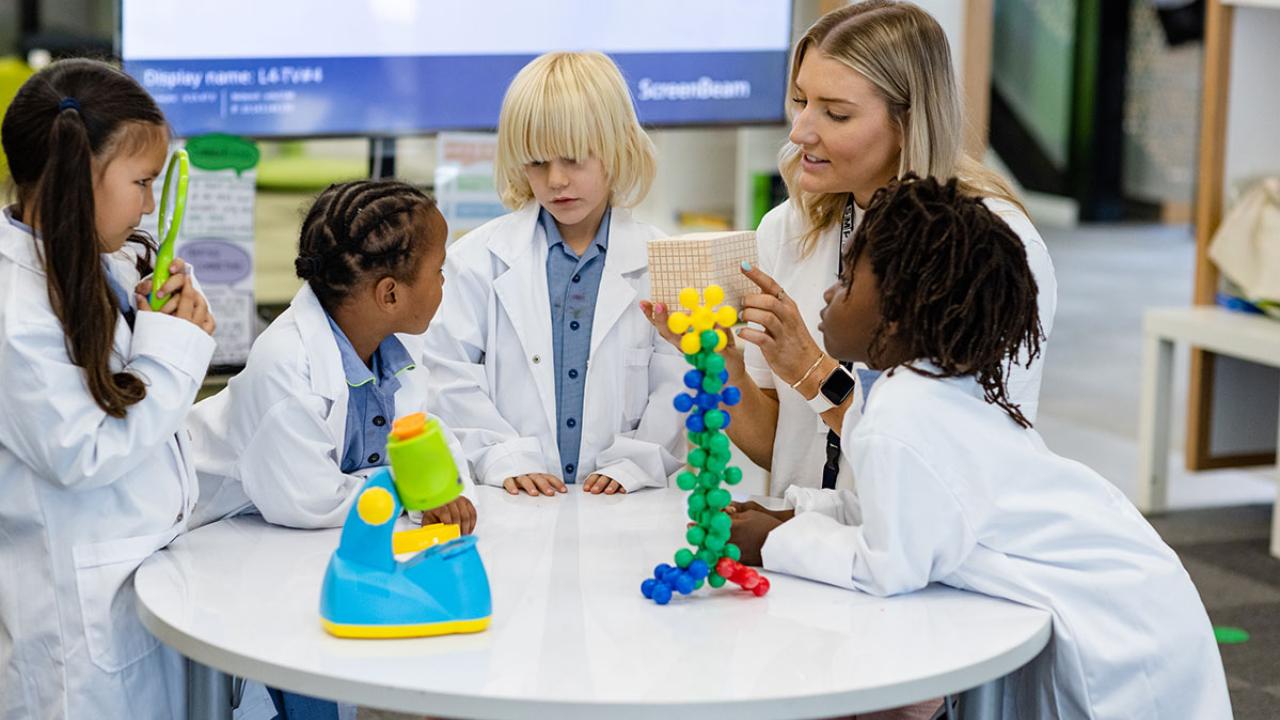 STEM teacher with students