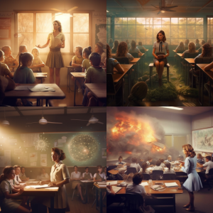 AI generated image of future classrooms in Australia