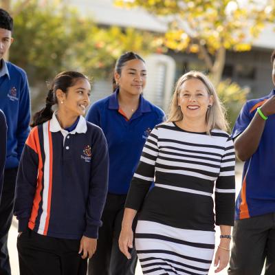 Amanda Williams with students